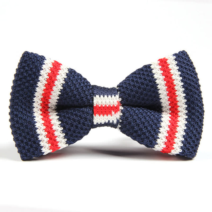 Men's Three Color Match Striped Knitted Bow Tie