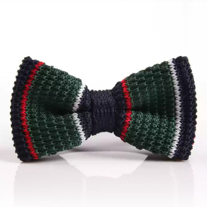 Men's Three Color Match Striped Knitted Bow Tie