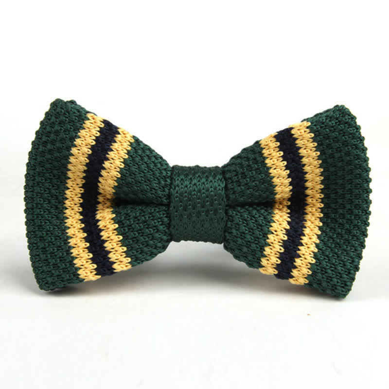 Men's Three Color Match Striped Knitted Bow Tie