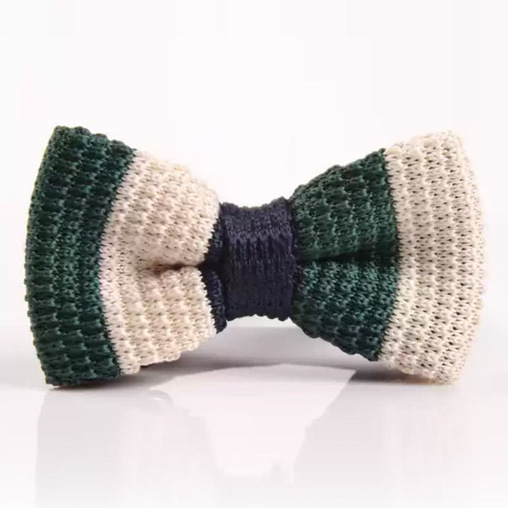 Men's Three Color Match Striped Knitted Bow Tie