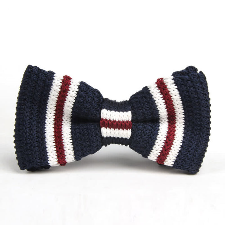 Men's Three Color Match Striped Knitted Bow Tie