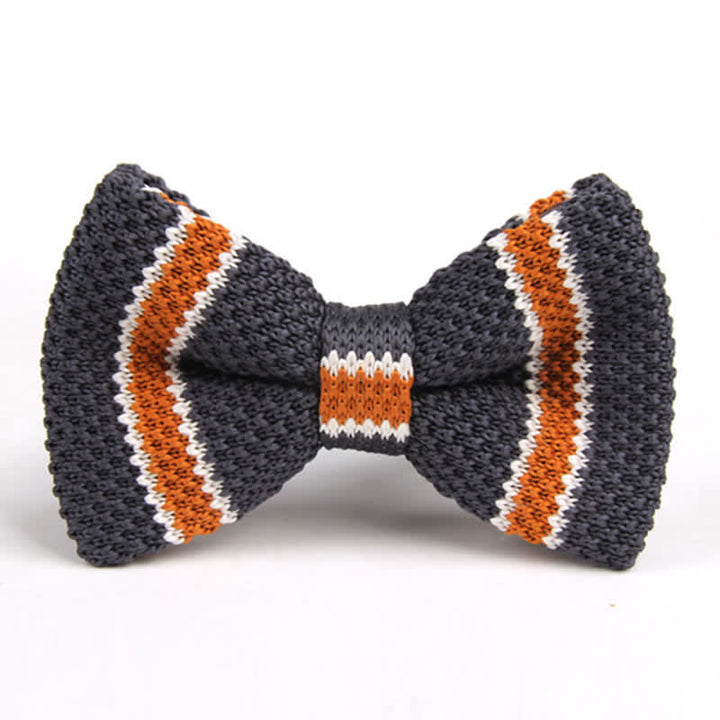 Men's Three Color Match Striped Knitted Bow Tie