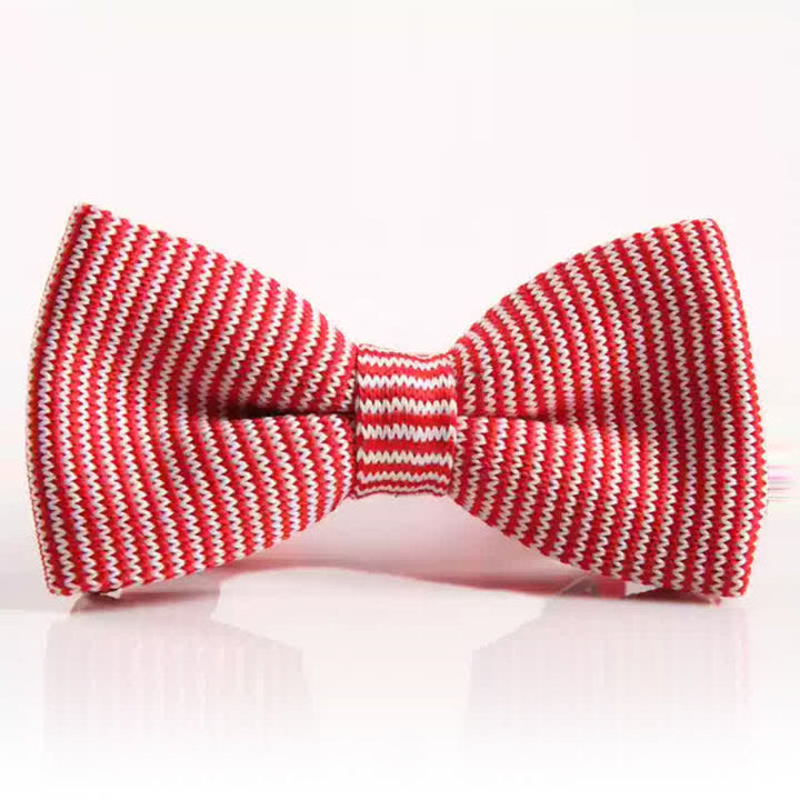 Men's Simple Striped Pattern Knitted Bow Tie