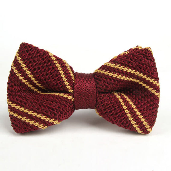 Men's British Style Diagonal Twilled Knitted Bow Tie