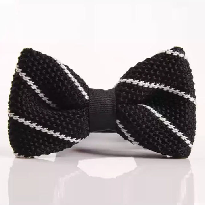 Men's British Style Diagonal Twilled Knitted Bow Tie