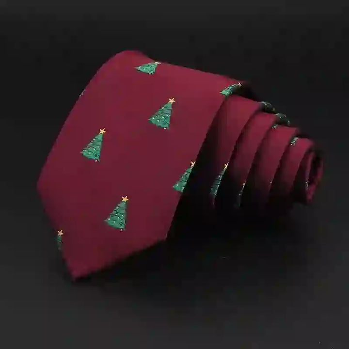 Men's Green Christmas Trees Festive Design Necktie