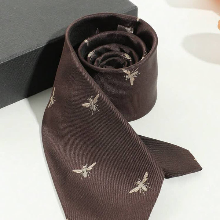 Men's Dark Brown Insect Vintage Pattern Necktie