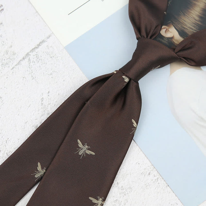 Men's Dark Brown Insect Vintage Pattern Necktie