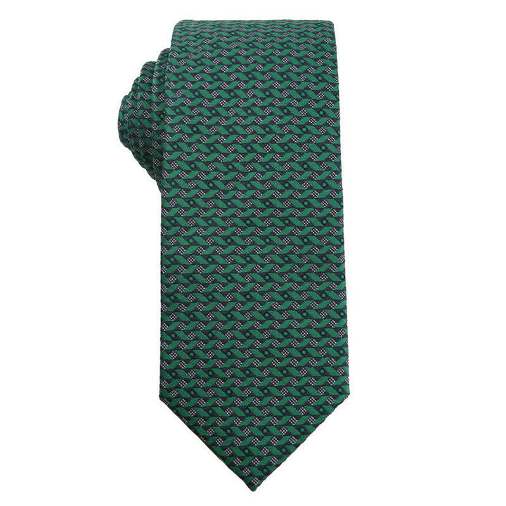 Men's Dark Green Series Floral Plaid Necktie