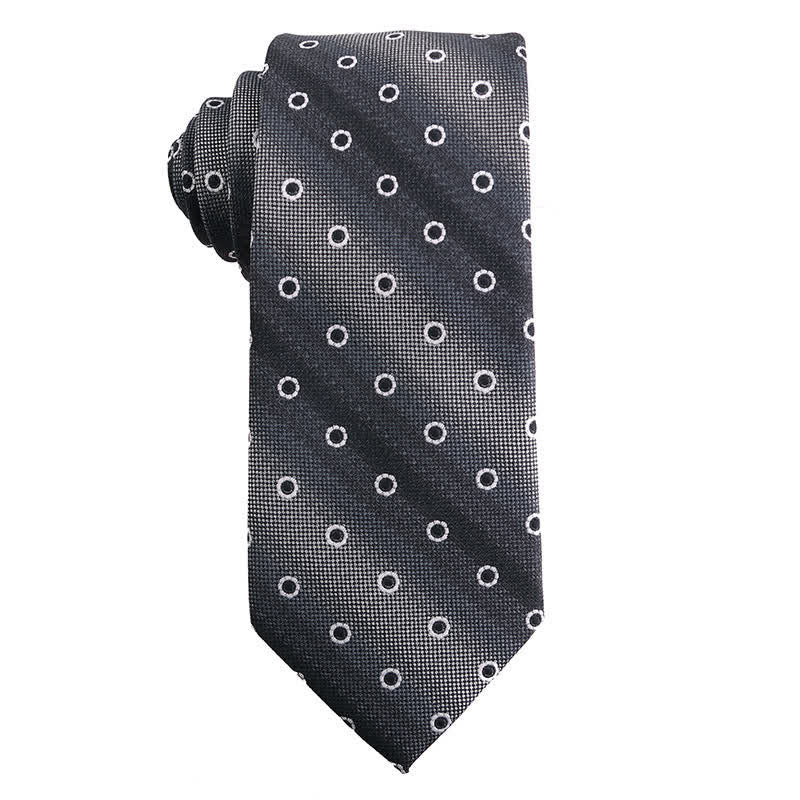 Men's Dark Gray Series Paisley Polka Dots Stripes Necktie