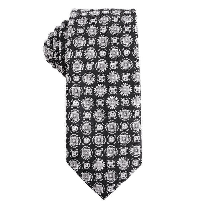 Men's Dark Gray Series Paisley Polka Dots Stripes Necktie