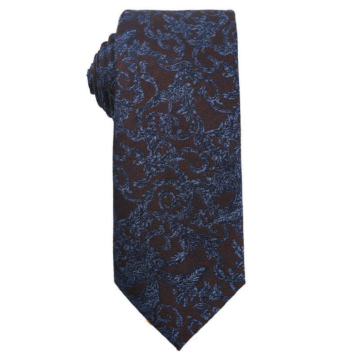 Men's Coffee Brown Series Paisley Striped Necktie