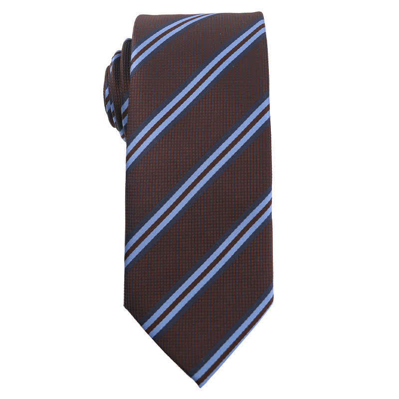 Men's Coffee Brown Series Paisley Striped Necktie