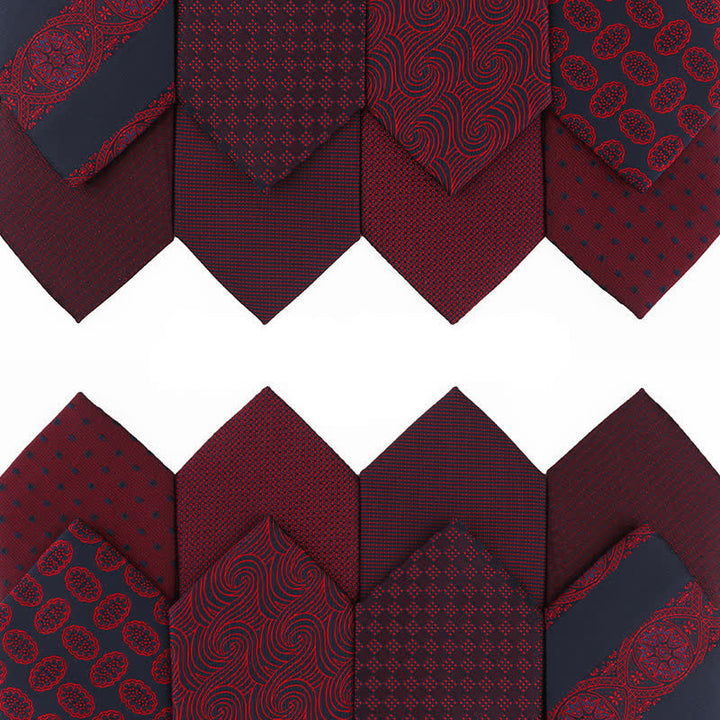 Men's Elegant Deep Wine Red Series Wedding Necktie