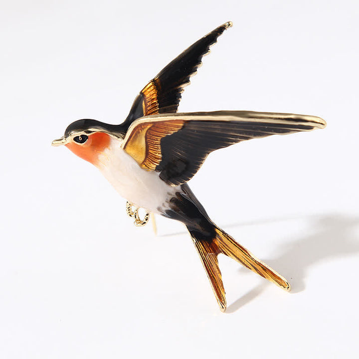 Unisex Flying Swallow Colorful Enameled Brooch