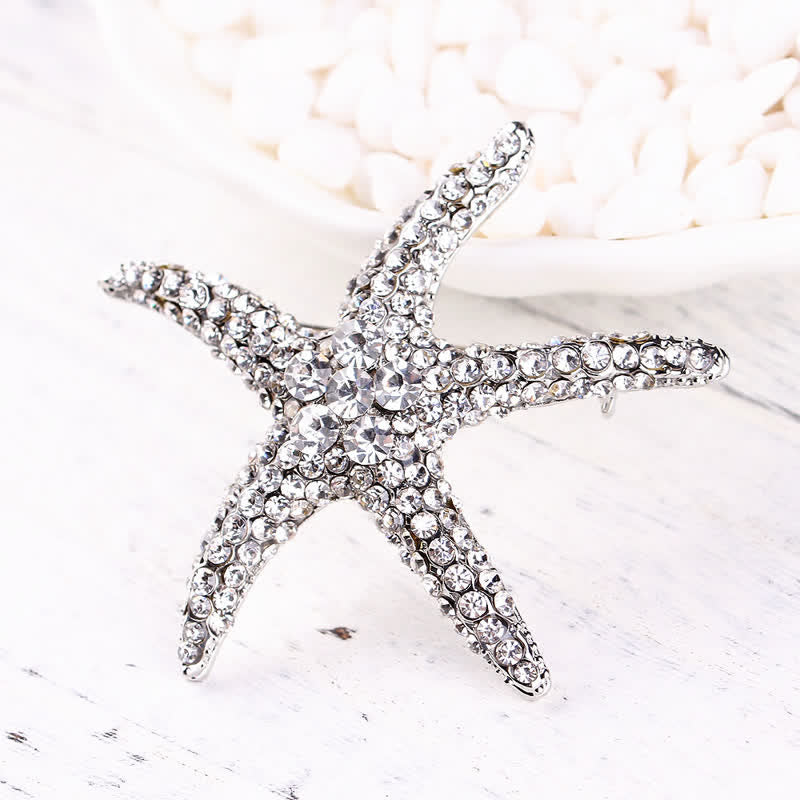 Women's Sparkling Starfish Rhinestone Brooch