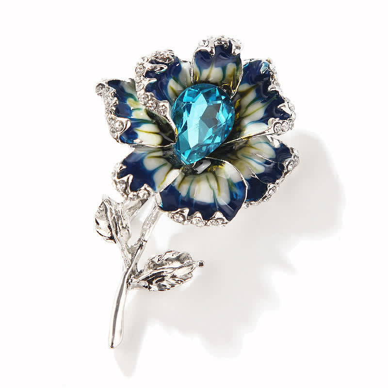 Women's Exquisite Crystal Enamel Flower Brooch