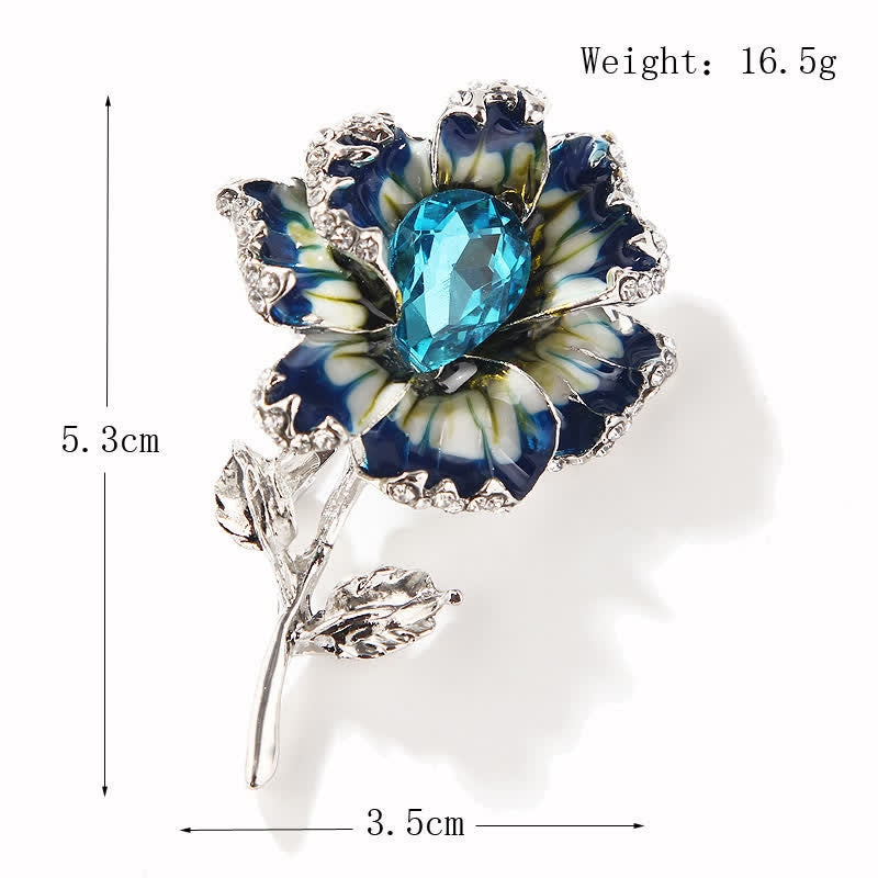 Women's Exquisite Crystal Enamel Flower Brooch