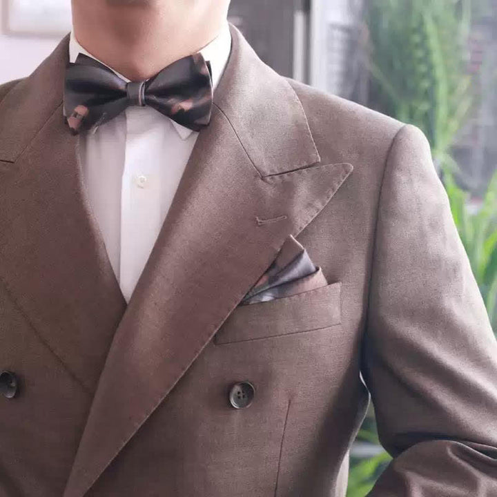 Men's Brown Gray Gradient Color Bow Tie