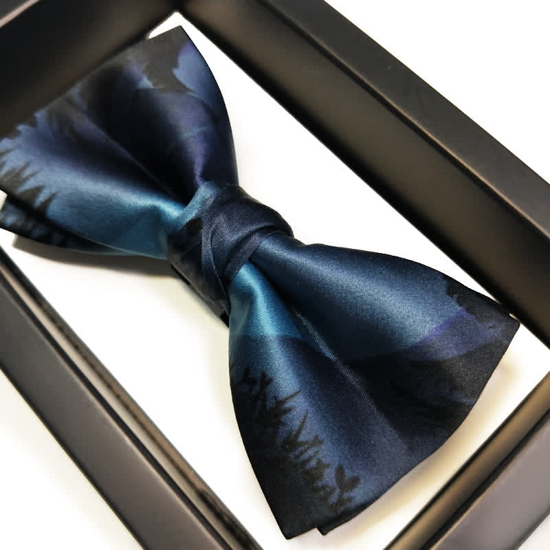 Men's Navy & Teal Forest Night Scene Bow Tie