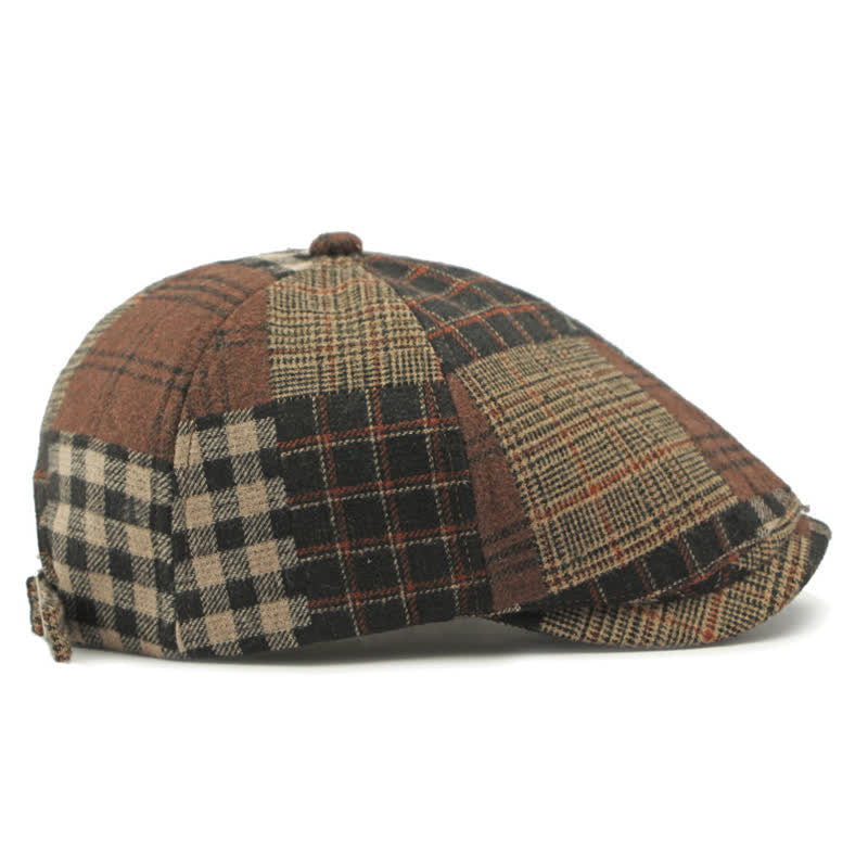 Different Classic Patchwork Plaid Newsboy Beret Hat