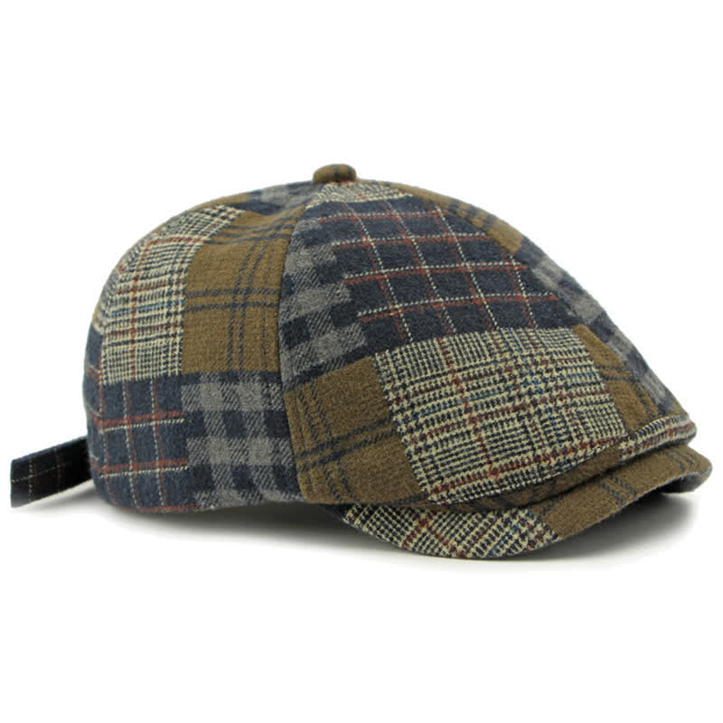 Different Classic Patchwork Plaid Newsboy Beret Hat