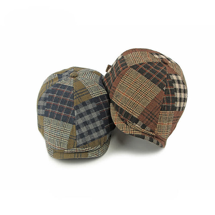 Different Classic Patchwork Plaid Newsboy Beret Hat