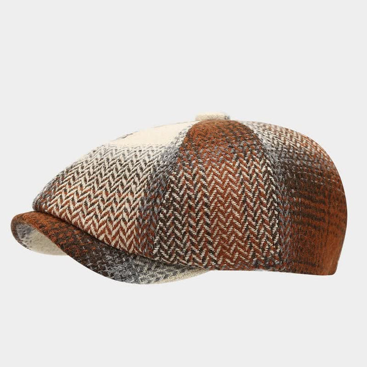 Gradient Color Fringe Herringbone Newsboy Beret Hat