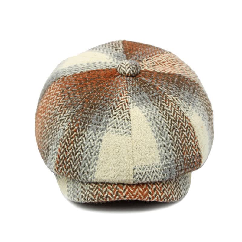 British Style Striped Herringbone Newsboy Beret Hat