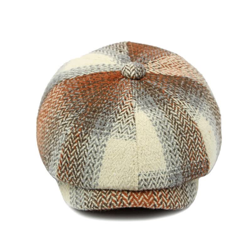 British Style Striped Herringbone Newsboy Beret Hat - image 3