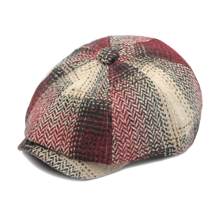 British Style Striped Herringbone Newsboy Beret Hat