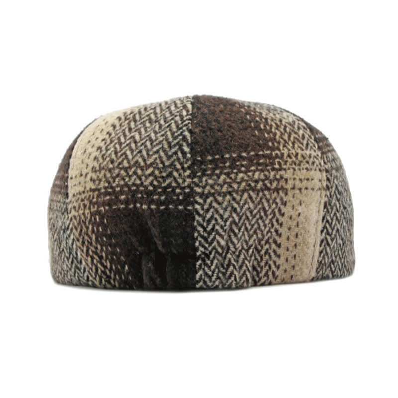 British Style Striped Herringbone Newsboy Beret Hat