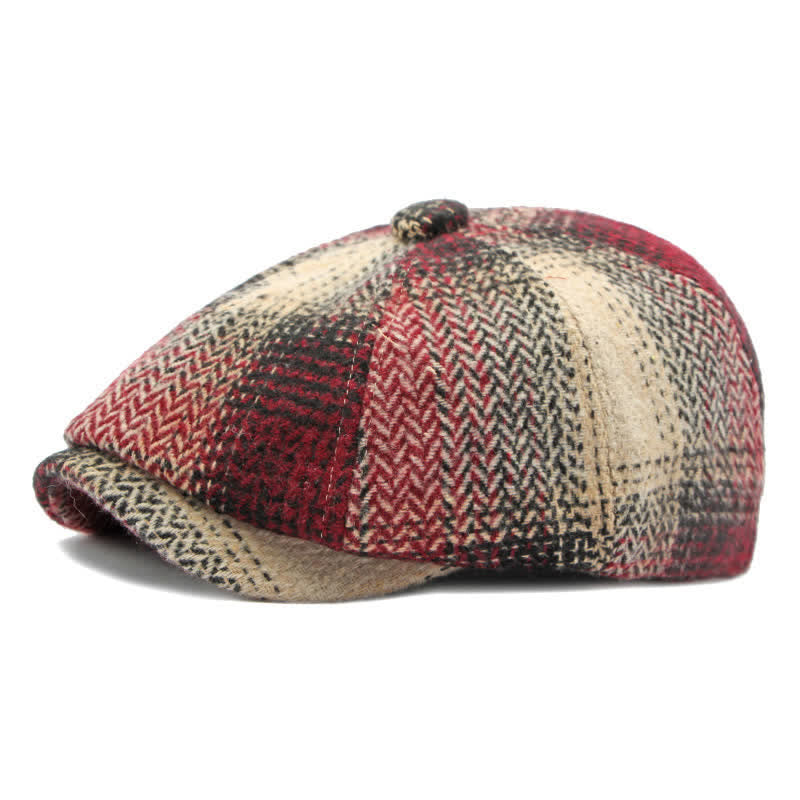 British Style Striped Herringbone Newsboy Beret Hat