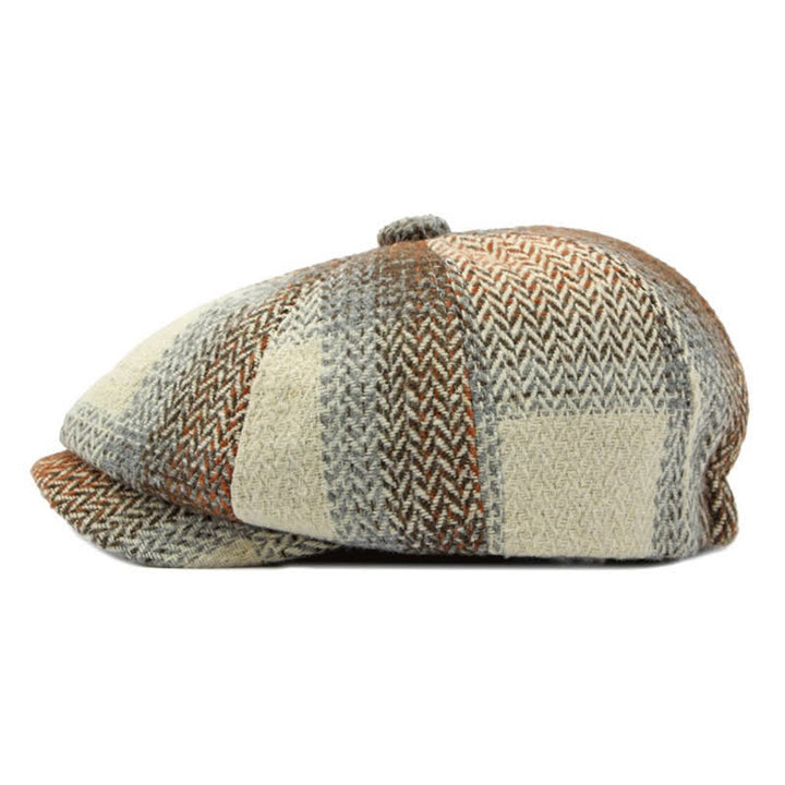 British Style Striped Herringbone Newsboy Beret Hat - image 5