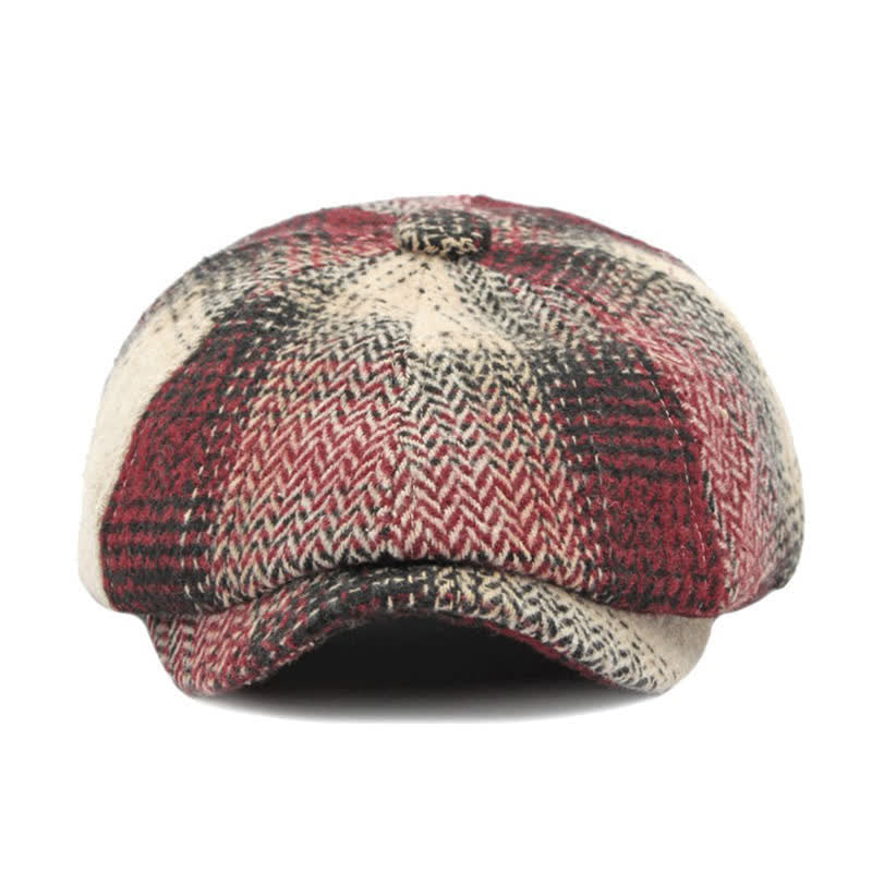 British Style Striped Herringbone Newsboy Beret Hat