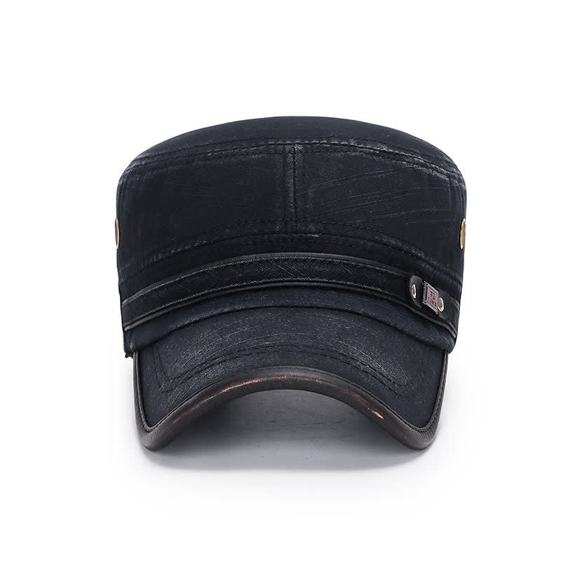 Washed Fabric Cadet Military Flat Top Hat