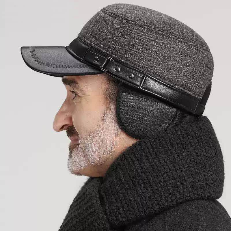 Winter Warm Earmuffs Casual Flat Top Hat