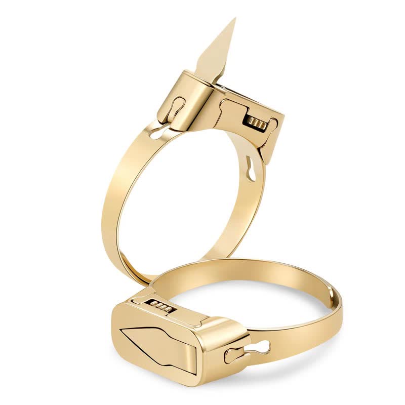 Multi-Functional Hidden Knife Opening Adjustable Ring - Gold - image 6