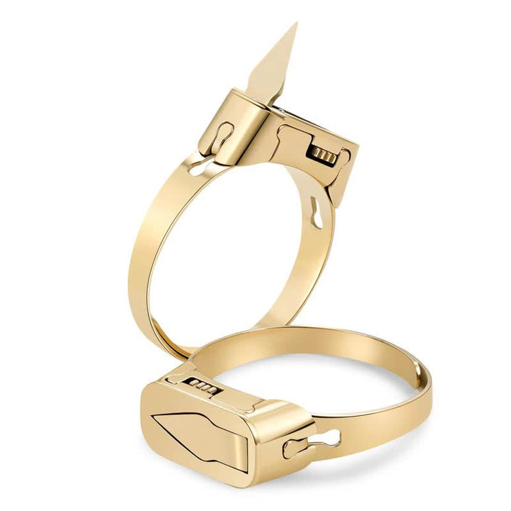 Multi-Functional Hidden Knife Opening Adjustable Ring - Gold - image 6