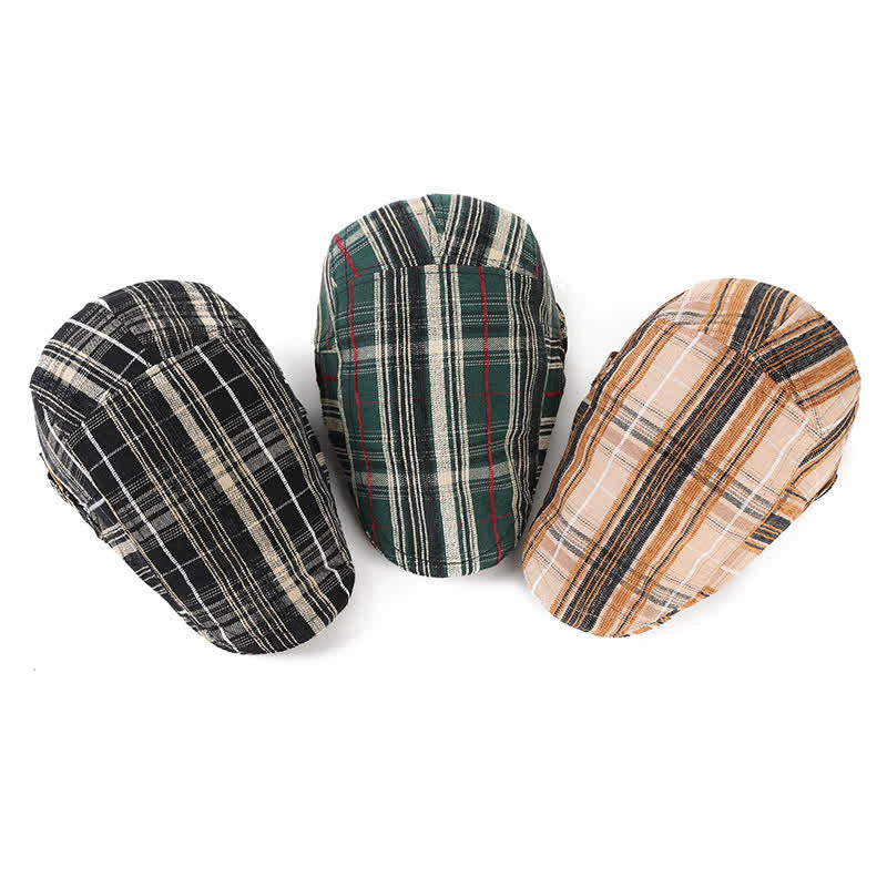 Scotticize Style Checkered Peaked Beret Hat