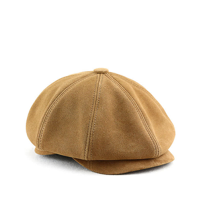 Retro Round Fine Texture Suede Newsboy Beret Hat