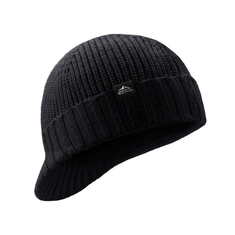 Comfortable Elastic Beanie Short Brim Knitted Hat - Black - Adjustable (21 5/8" - 23 5/8") - image 0