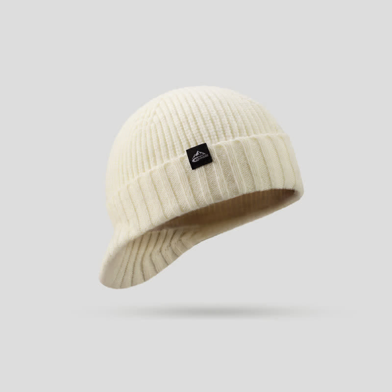 Comfortable Elastic Beanie Short Brim Knitted Hat - Ivory - Adjustable (21 5/8" - 23 5/8") - image 5