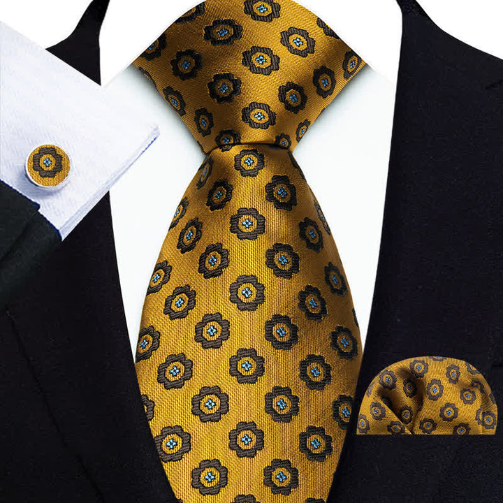 3Pcs Men's Fashion Small Flower Dots Necktie Set