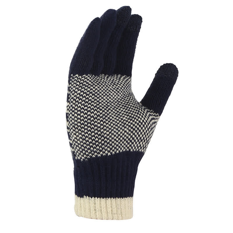 Snowflake Pattern Winter Thicken Knitted Gloves