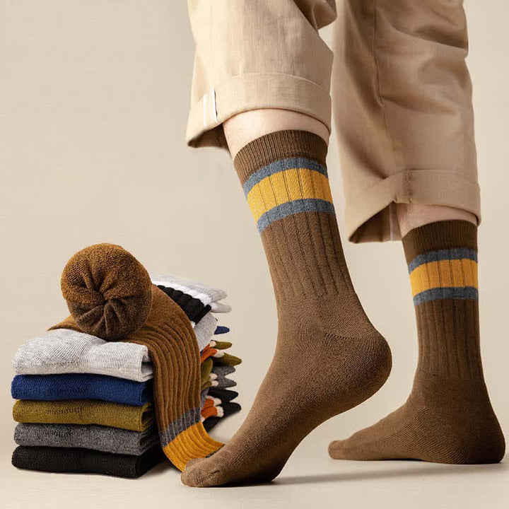 Multicolor Block Striped Causal Crew Socks