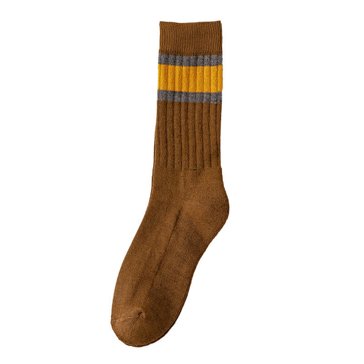 Multicolor Block Striped Causal Crew Socks