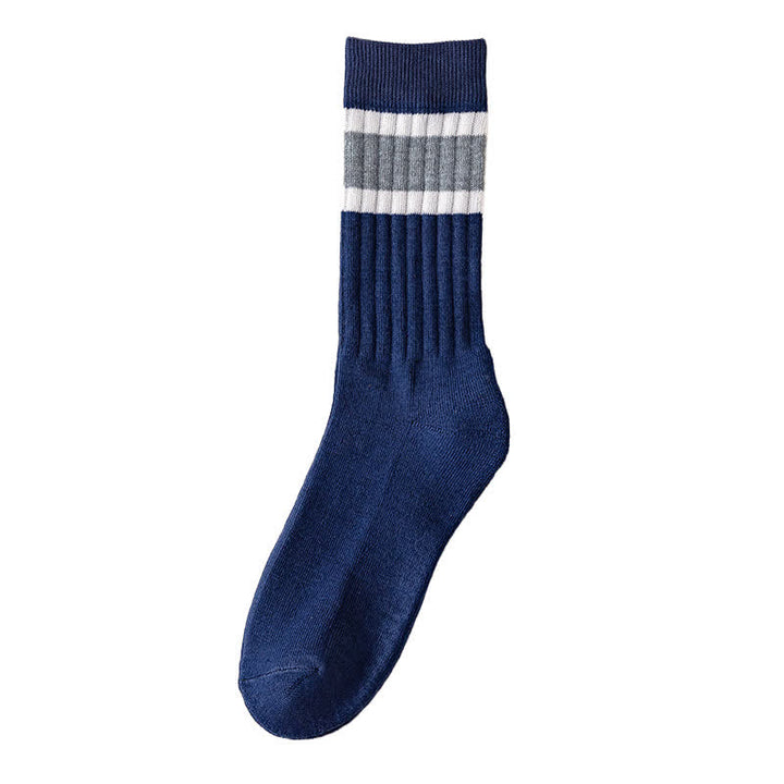 Multicolor Block Striped Causal Crew Socks