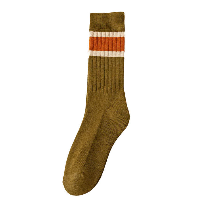 Multicolor Block Striped Causal Crew Socks