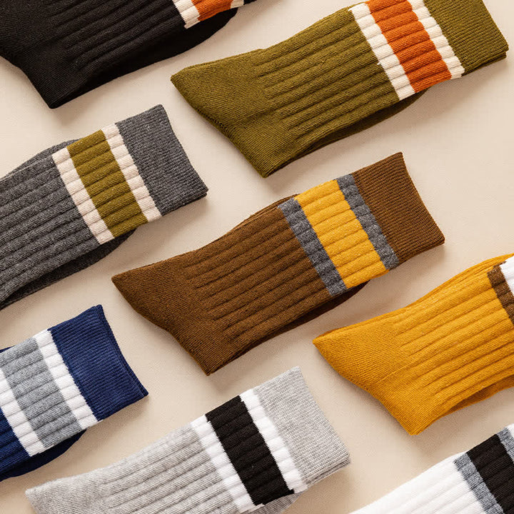 Multicolor Block Striped Causal Crew Socks